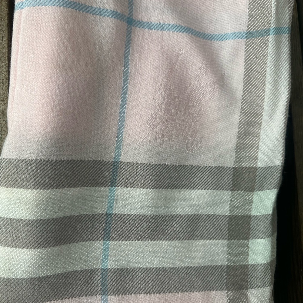 Burberry Pink and Gray Check Scarf